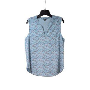 Eddie Baur Light Blue Designed Sleeveless Light Weight Blouse Sz M